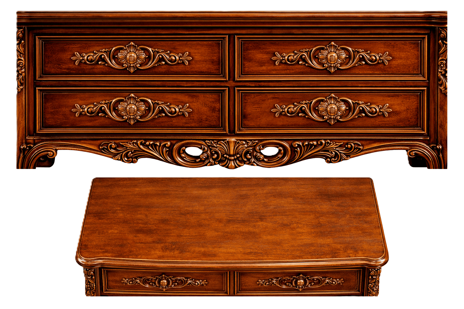 Eldoria Palace™ Hand - Carved Solid Teak Wood Dresser With Mirror Frame – handcrafted solid wood furniture