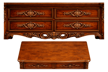 Eldoria Palace™ Hand - Carved Solid Teak Wood Dresser With Mirror Frame – handcrafted solid wood furniture