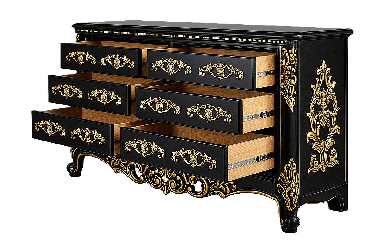 Eldoria Palace™ Hand - Carved Solid Teak Wood Dresser With Mirror Frame – handcrafted solid wood furniture