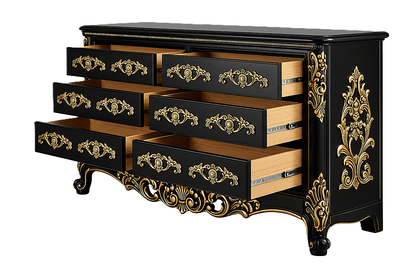 Eldoria Palace™ Hand - Carved Solid Teak Wood Dresser With Mirror Frame – handcrafted solid wood furniture