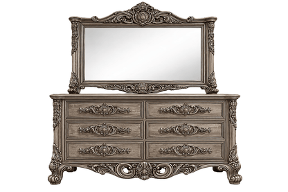 Eldoria Palace™ Hand - Carved Solid Teak Wood Dresser With Mirror Frame – handcrafted solid wood furniture