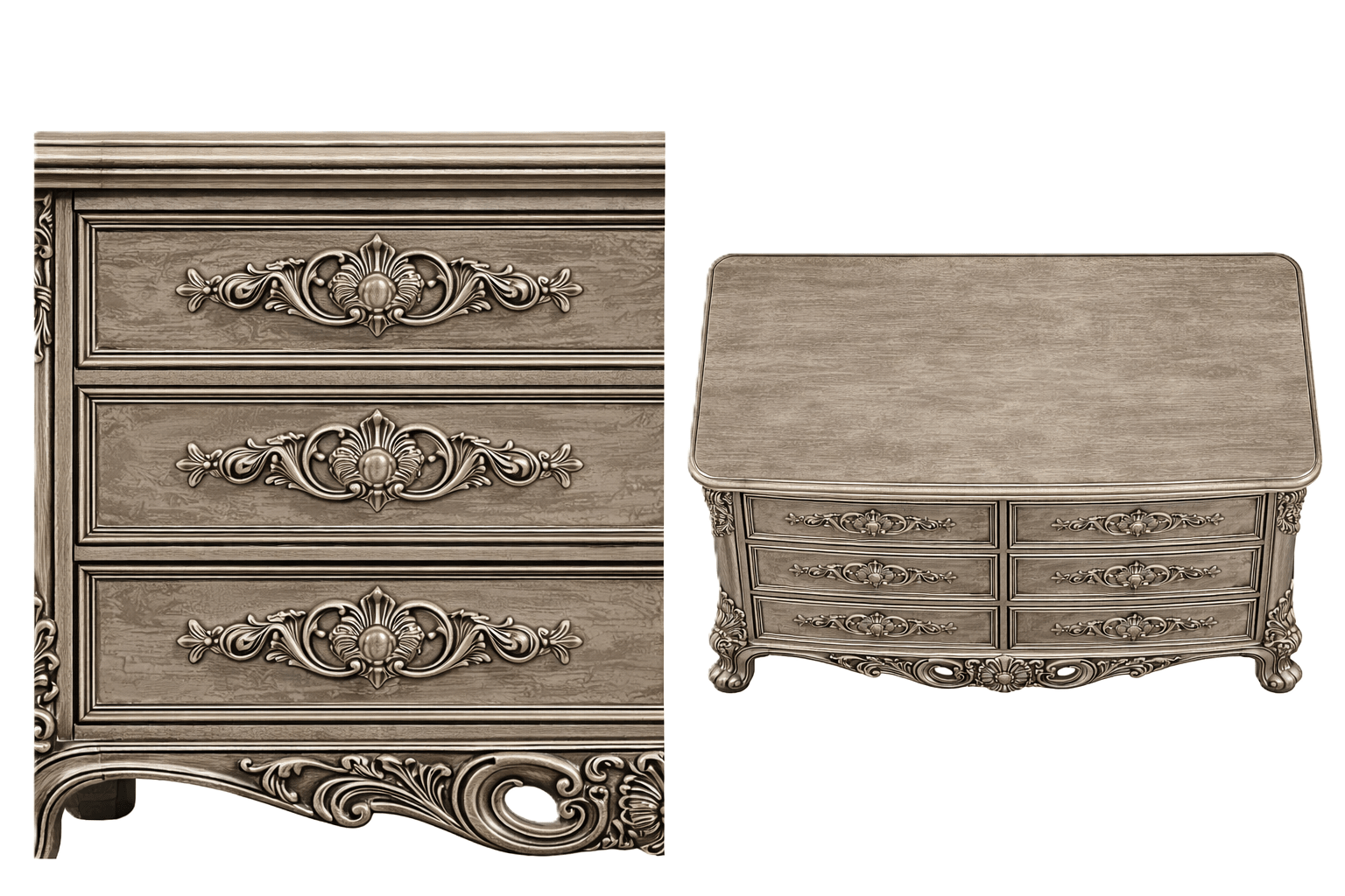 Eldoria Palace™ Hand - Carved Solid Teak Wood Dresser With Mirror Frame – handcrafted solid wood furniture