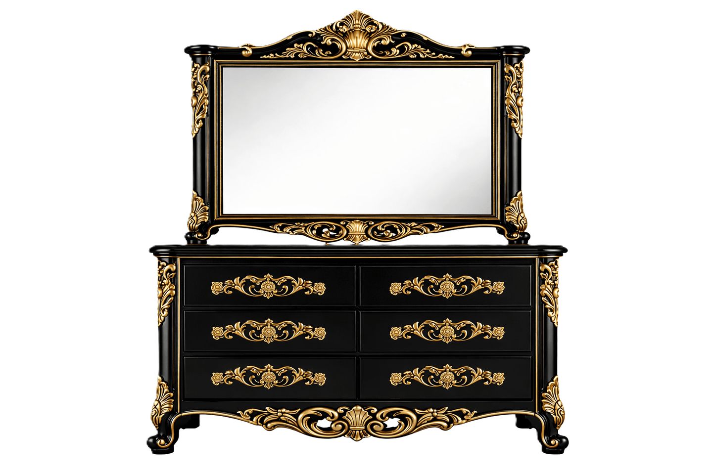 Eldoria Palace™ Hand - Carved Solid Teak Wood Dresser With Mirror Frame – handcrafted solid wood furniture