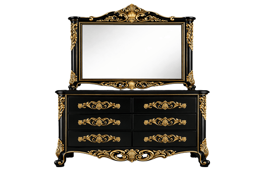 Eldoria Palace™ Hand - Carved Solid Teak Wood Dresser With Mirror Frame – handcrafted solid wood furniture