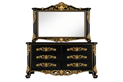 Eldoria Palace™ Hand - Carved Solid Teak Wood Dresser With Mirror Frame – handcrafted solid wood furniture