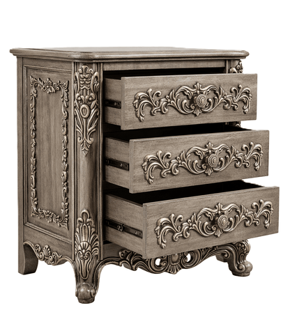Eldoria Palace™ Hand - Carved Solid Teak Wood Nightstand – handcrafted solid wood furniture