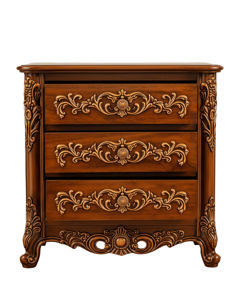 Eldoria Palace™ Hand - Carved Solid Teak Wood Nightstand – handcrafted solid wood furniture