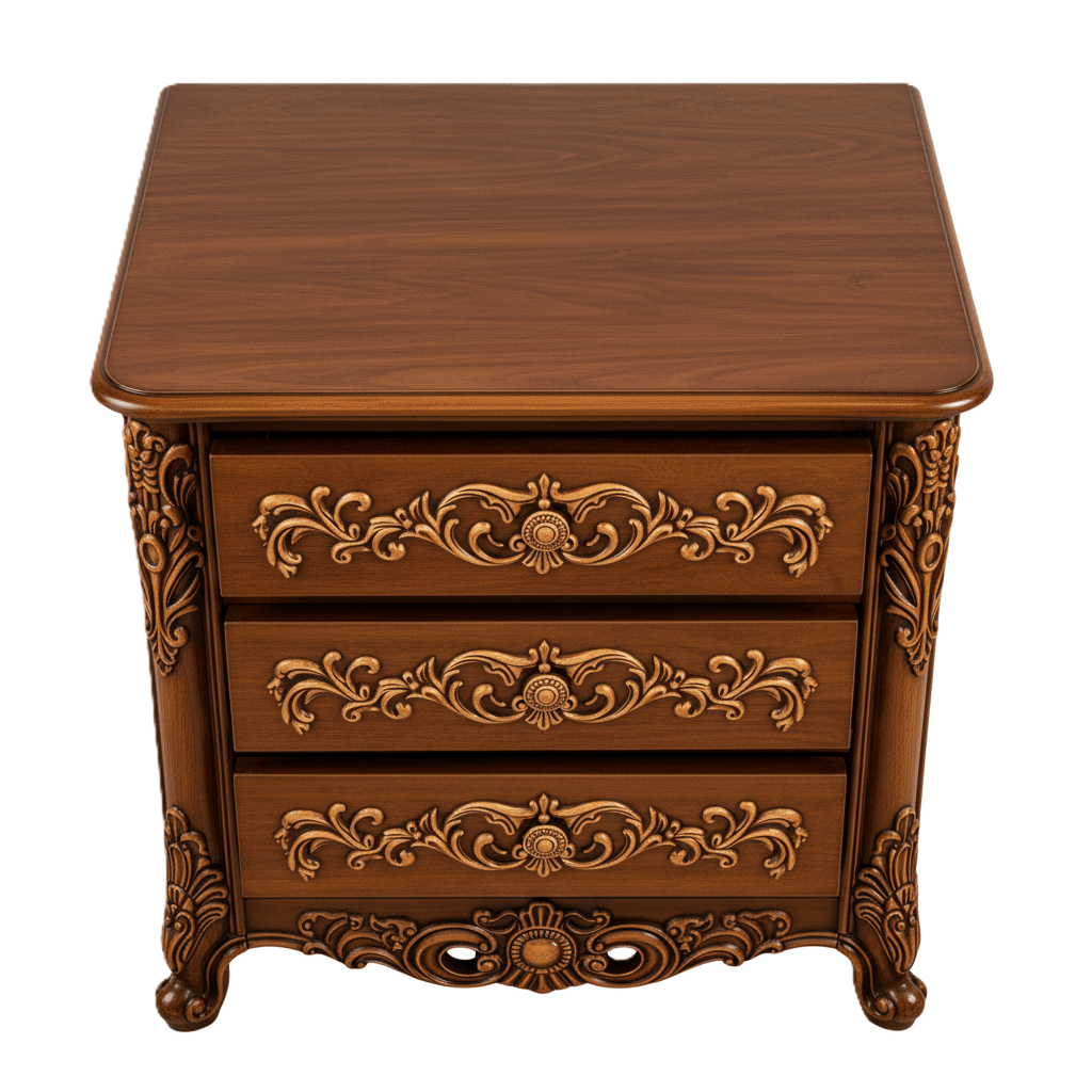 Eldoria Palace™ Hand - Carved Solid Teak Wood Nightstand – handcrafted solid wood furniture