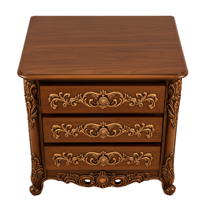 Eldoria Palace™ Hand - Carved Solid Teak Wood Nightstand – handcrafted solid wood furniture