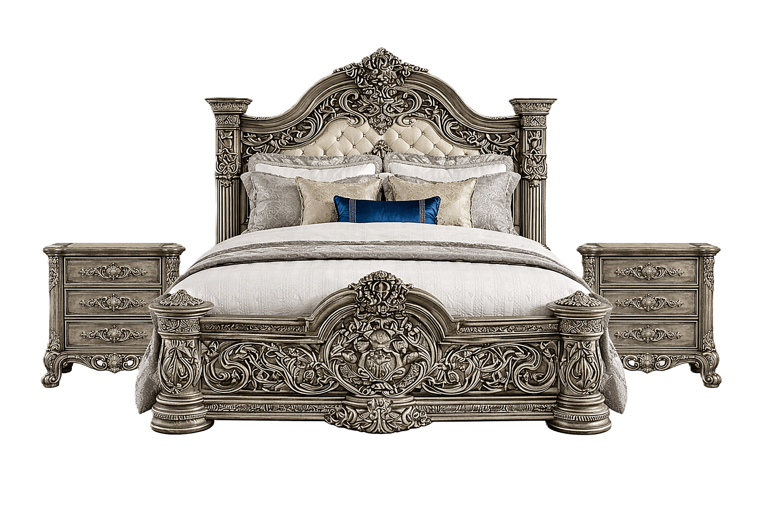 Eldoria Palace™ Hand - Carved Solid Teak Wood Platform Bed & Bedroom Collection – handcrafted solid wood furniture