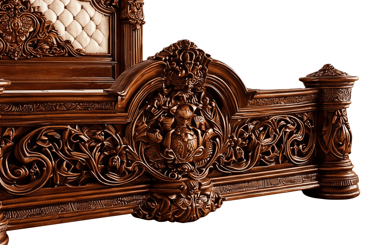 Eldoria Palace™ Hand - Carved Solid Teak Wood Platform Bed & Bedroom Collection – handcrafted solid wood furniture