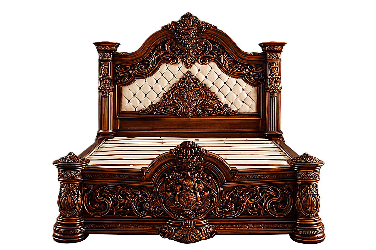 Eldoria Palace™ Hand - Carved Solid Teak Wood Platform Bed & Bedroom Collection – handcrafted solid wood furniture
