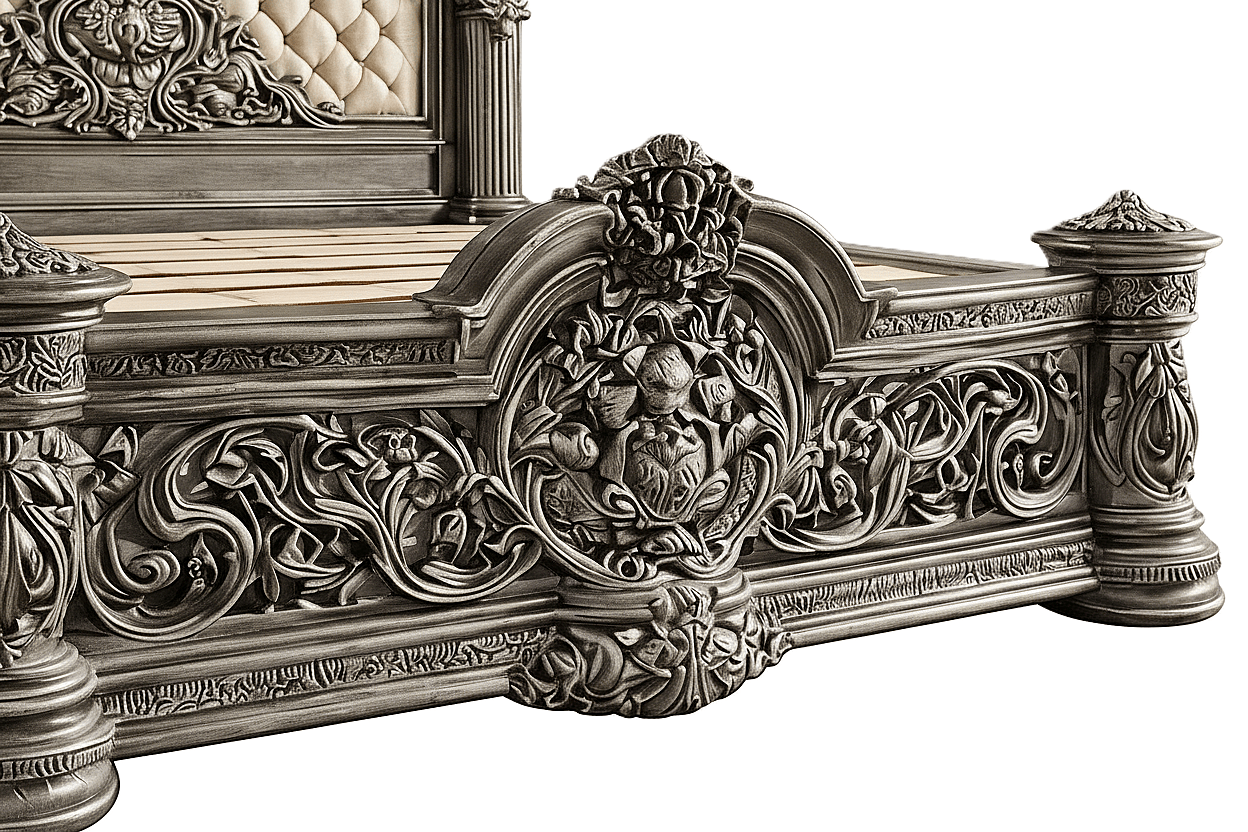 Eldoria Palace™ Hand - Carved Solid Teak Wood Platform Bed & Bedroom Collection – handcrafted solid wood furniture