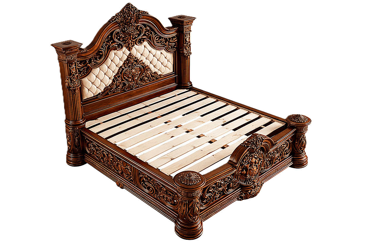 Eldoria Palace™ Hand - Carved Solid Teak Wood Platform Bed & Bedroom Collection – handcrafted solid wood furniture