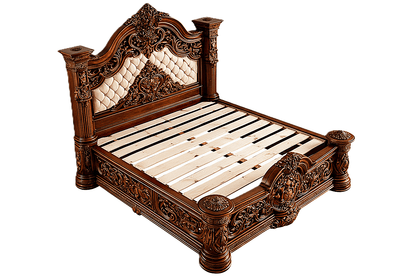 Eldoria Palace™ Hand - Carved Solid Teak Wood Platform Bed & Bedroom Collection – handcrafted solid wood furniture
