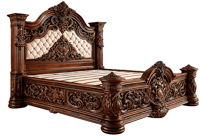 Eldoria Palace™ Hand - Carved Solid Teak Wood Platform Bed & Bedroom Collection – handcrafted solid wood furniture