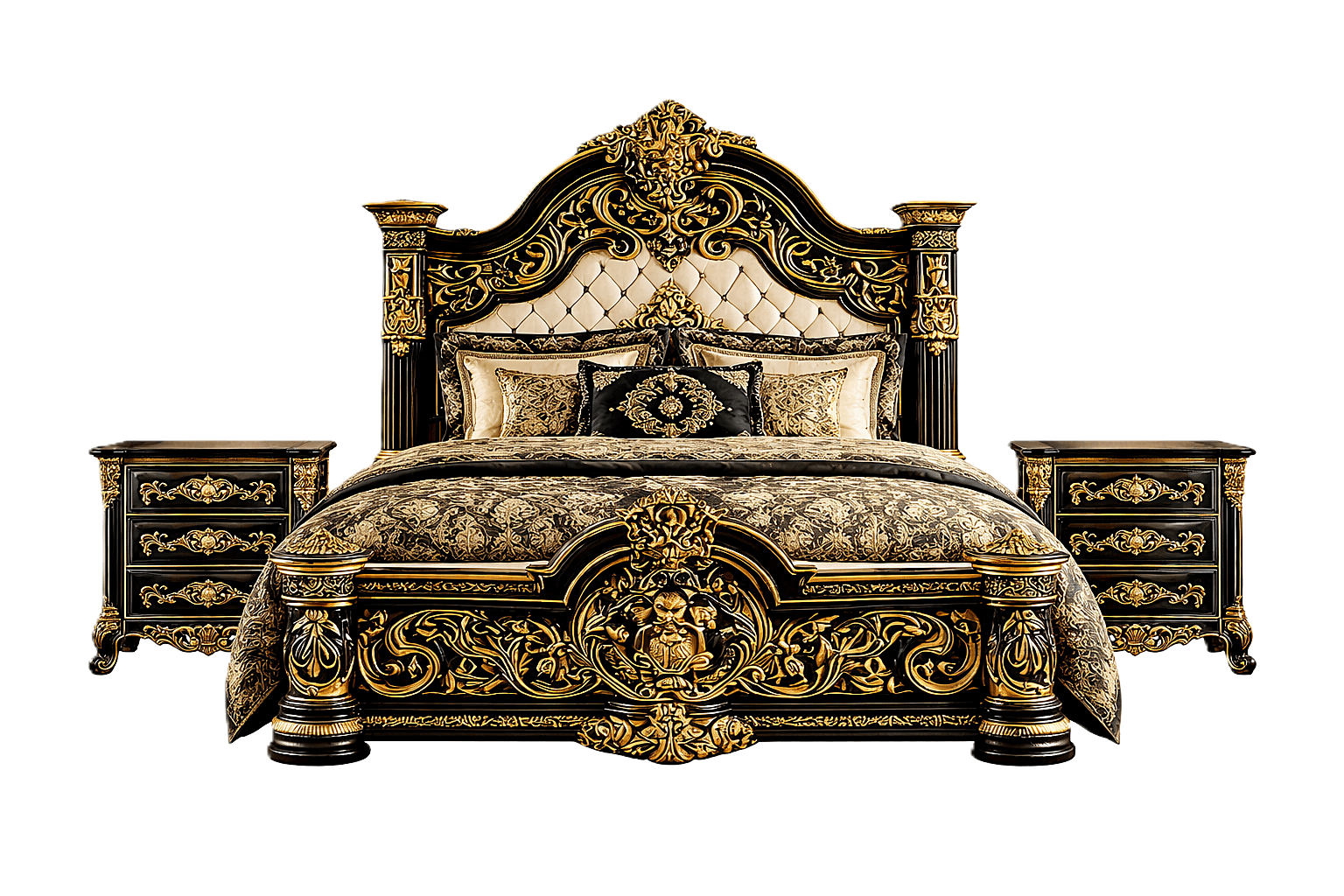 Eldoria Palace™ Hand - Carved Solid Teak Wood Platform Bed & Bedroom Collection – handcrafted solid wood furniture