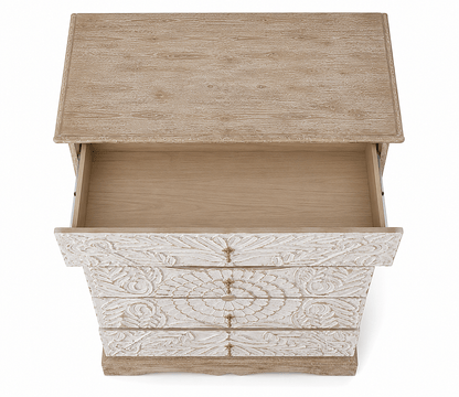 Elegant Floral Hand-Carved Indian Chest drawer – handcrafted solid wood furniture