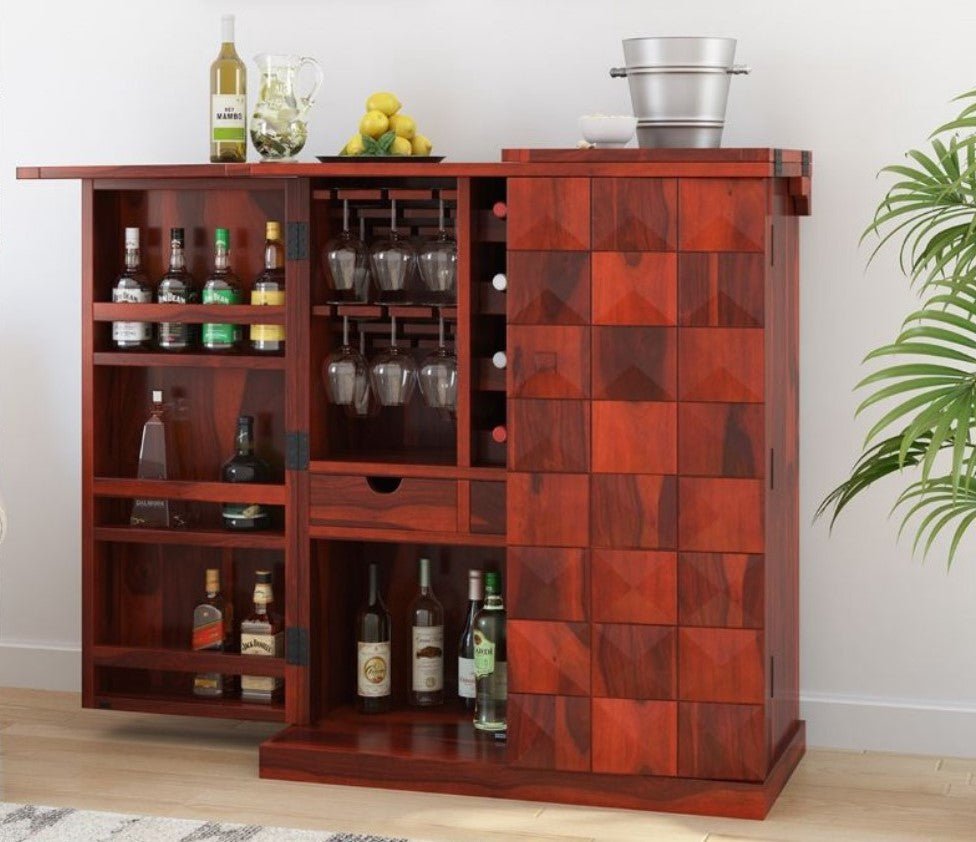 Empire Solid Wood Rustic expandable Bar Cabinet - Indoor / Outdoor – handcrafted solid wood furniture