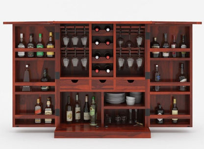 Empire Solid Wooden Rustic expandable Bar Cabinet - Indoor / Outdoor by Hibashi Furniture – handcrafted solid wood furniture made in India