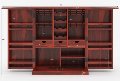 Empire Solid Wooden Rustic expandable Bar Cabinet - Indoor / Outdoor by Hibashi Furniture – handcrafted solid wood furniture made in India