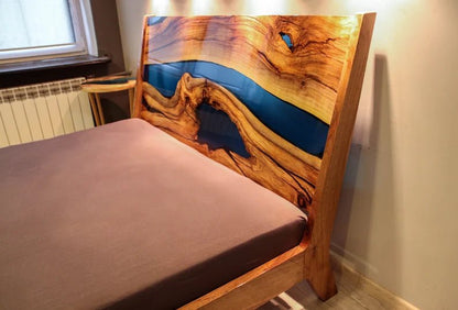 Epoxy Blue Nile Solid Wooden Bed by Hibashi Furniture – handcrafted solid wood furniture made in India