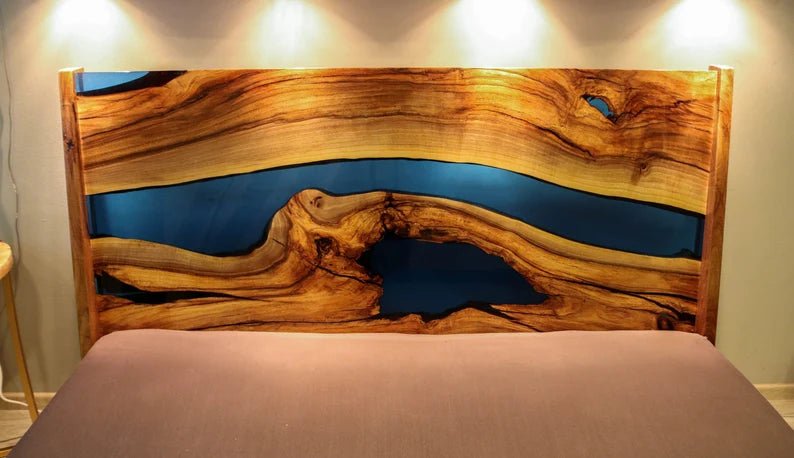 Epoxy Blue Nile Solid Wooden Bed by Hibashi Furniture – handcrafted solid wood furniture made in India
