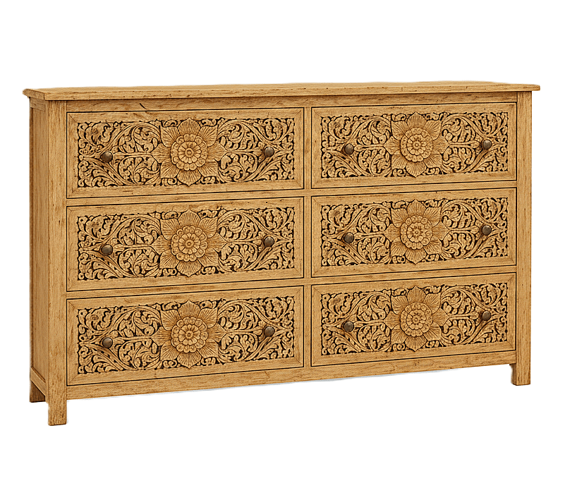Florentia Crest™ Hand - Carved Solid Wood Dresser – handcrafted solid wood furniture