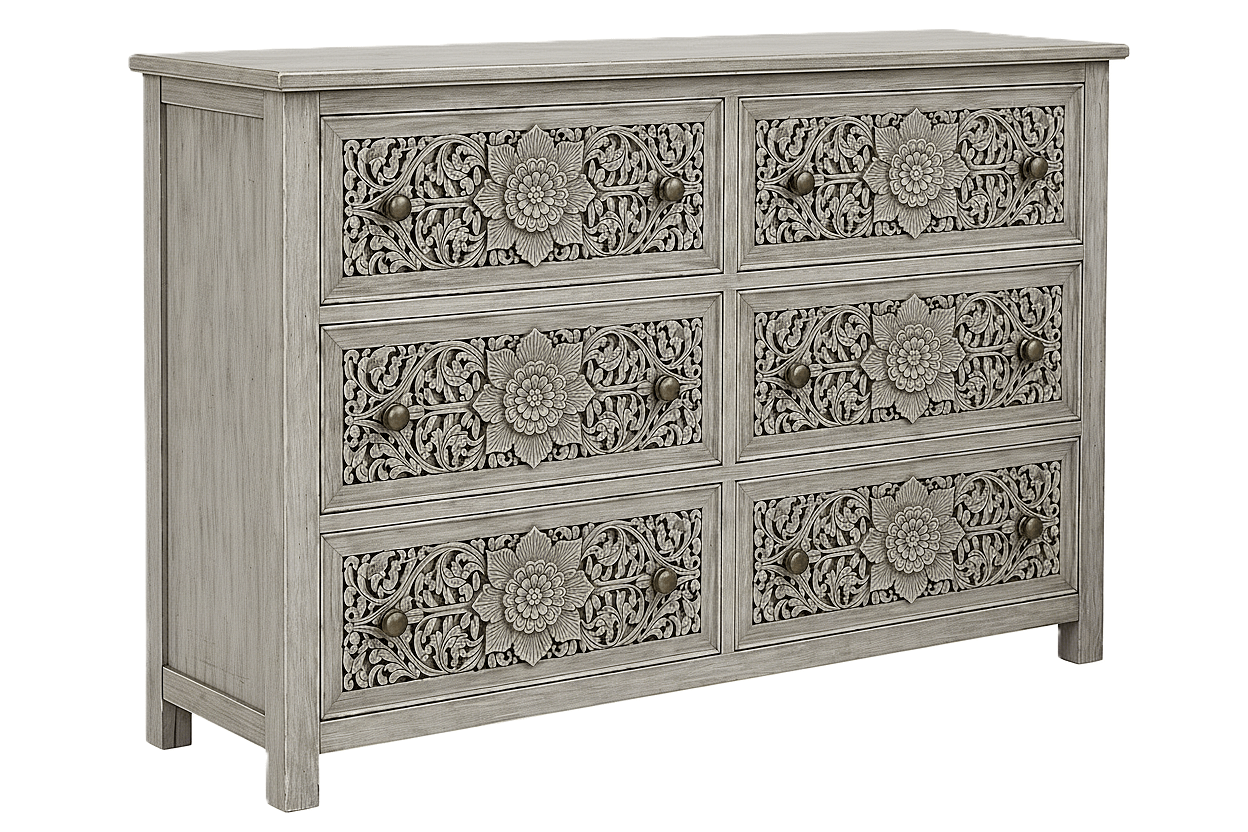 Florentia Crest™ Hand - Carved Solid Wood Dresser – handcrafted solid wood furniture