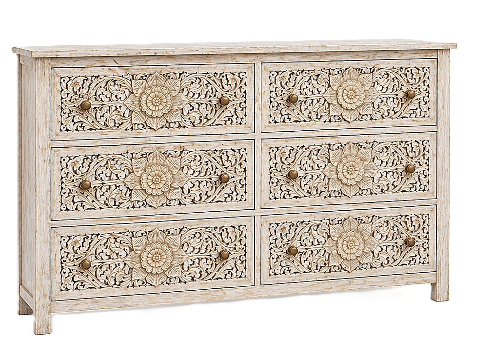Florentia Crest™ Hand - Carved Solid Wood Dresser – handcrafted solid wood furniture