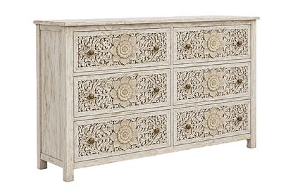 Florentia Crest™ Hand - Carved Solid Wood Dresser – handcrafted solid wood furniture