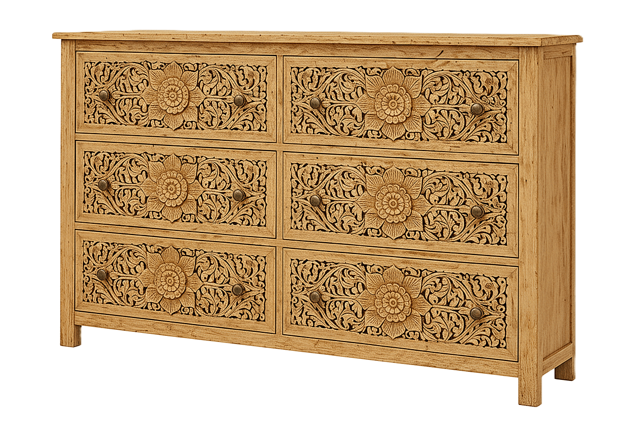 Florentia Crest™ Hand - Carved Solid Wood Dresser – handcrafted solid wood furniture