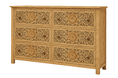 Florentia Crest™ Hand - Carved Solid Wood Dresser – handcrafted solid wood furniture