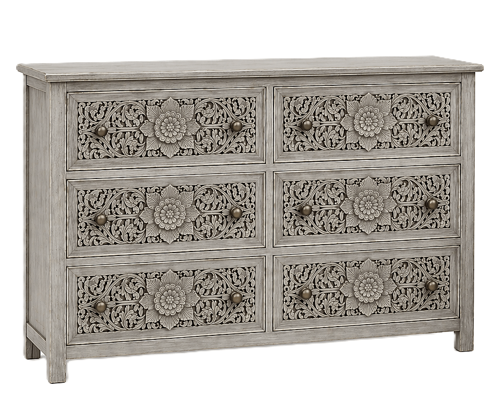 Florentia Crest™ Hand - Carved Solid Wood Dresser – handcrafted solid wood furniture