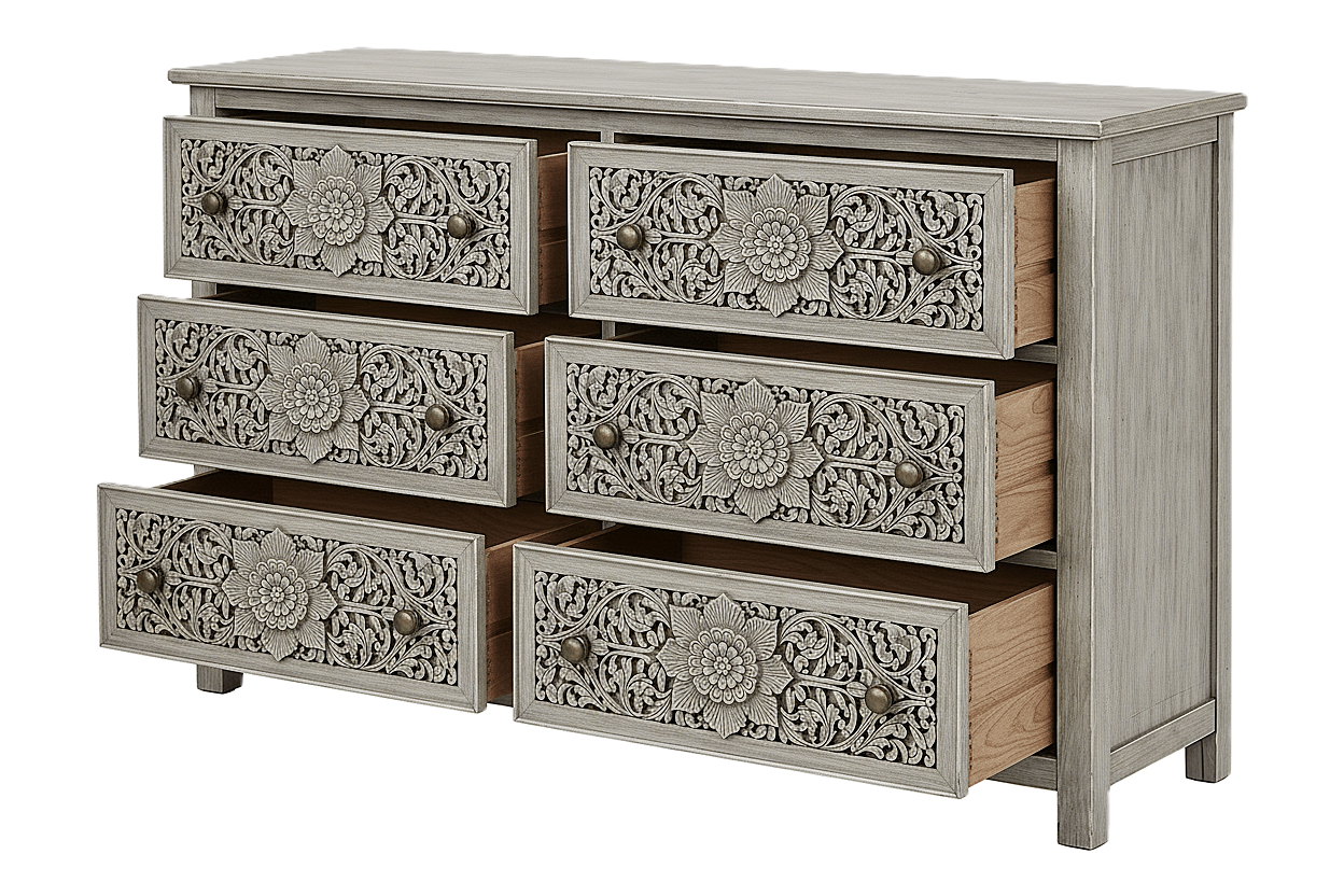 Florentia Crest™ Hand - Carved Solid Wood Dresser – handcrafted solid wood furniture