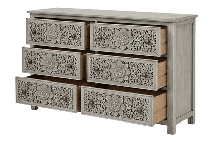 Florentia Crest™ Hand - Carved Solid Wood Dresser – handcrafted solid wood furniture