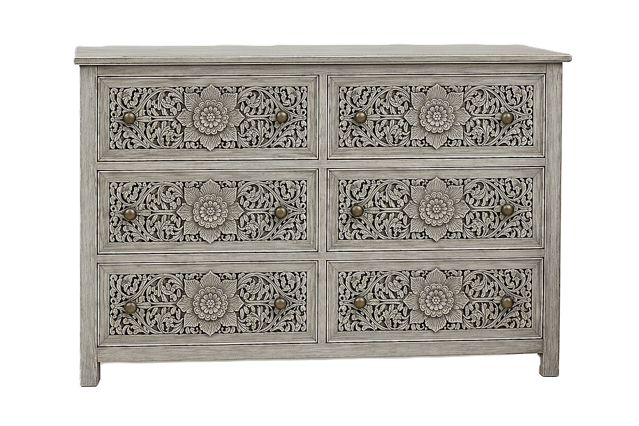 Florentia Crest™ Hand - Carved Solid Wood Dresser – handcrafted solid wood furniture