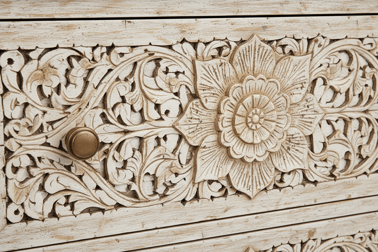 Florentia Crest™ Hand - Carved Solid Wood Dresser – handcrafted solid wood furniture