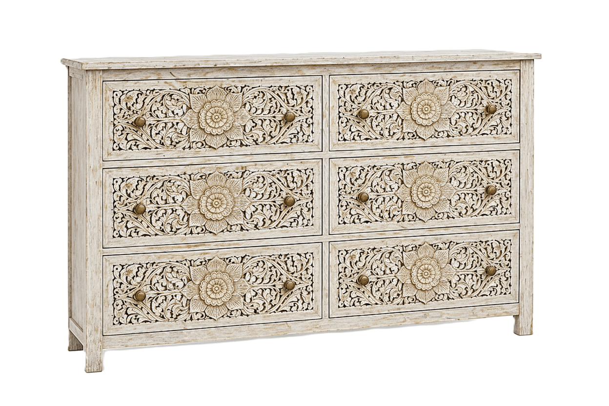 Florentia Crest™ Hand - Carved Solid Wood Dresser – handcrafted solid wood furniture