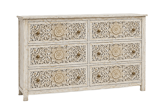 Florentia Crest™ Hand - Carved Solid Wood Dresser – handcrafted solid wood furniture