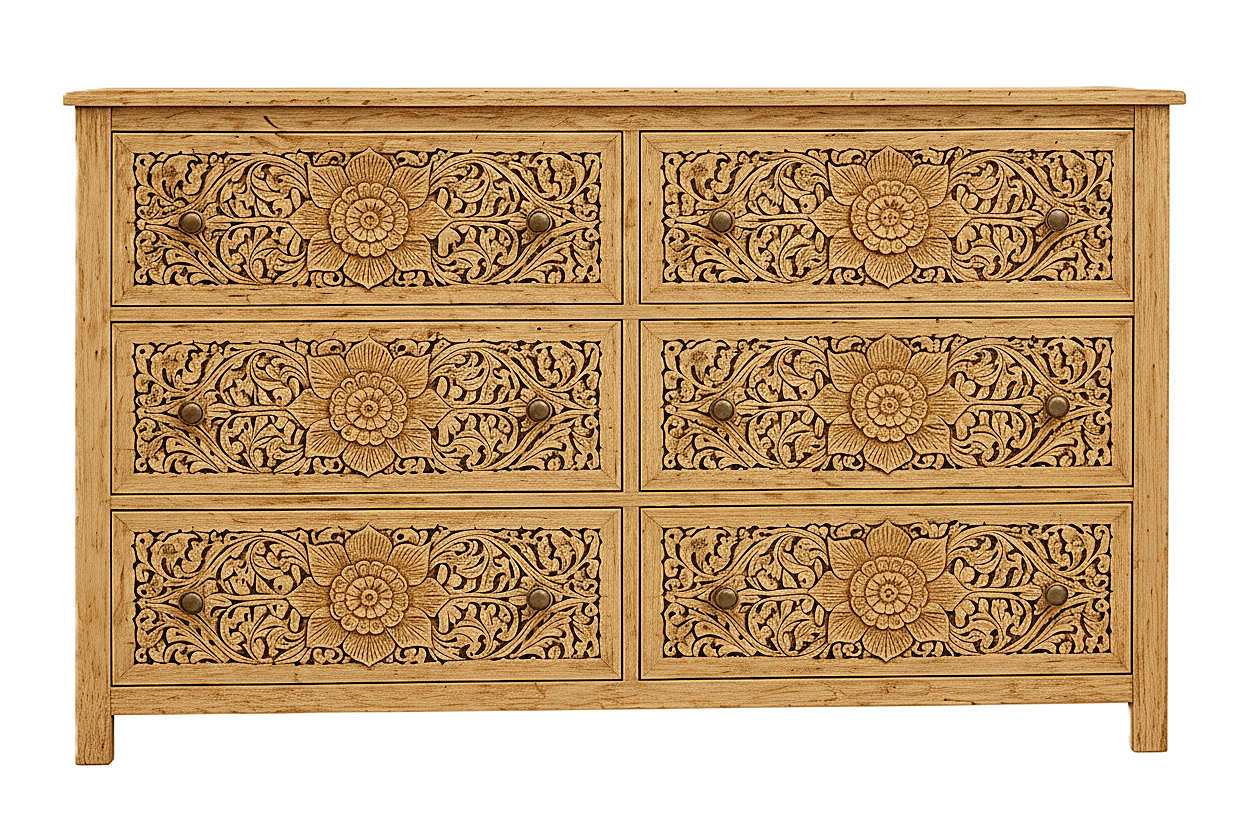 Florentia Crest™ Hand - Carved Solid Wood Dresser – handcrafted solid wood furniture
