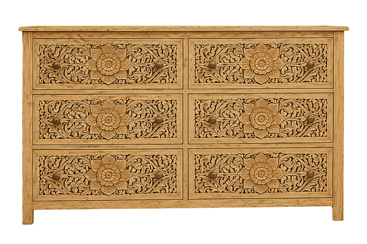 Florentia Crest™ Hand - Carved Solid Wood Dresser – handcrafted solid wood furniture