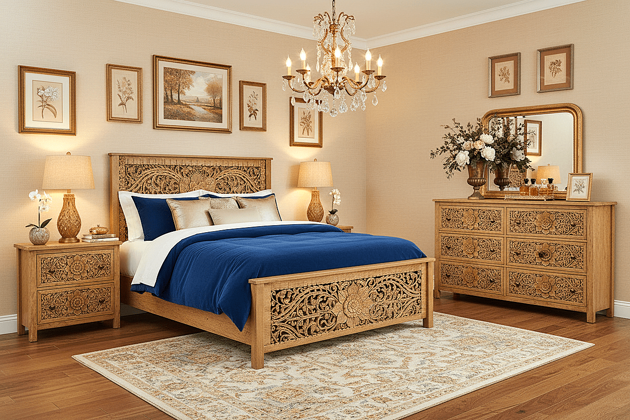 Florentia Crest™ Hand - Carved Solid Wood Dresser – handcrafted solid wood furniture
