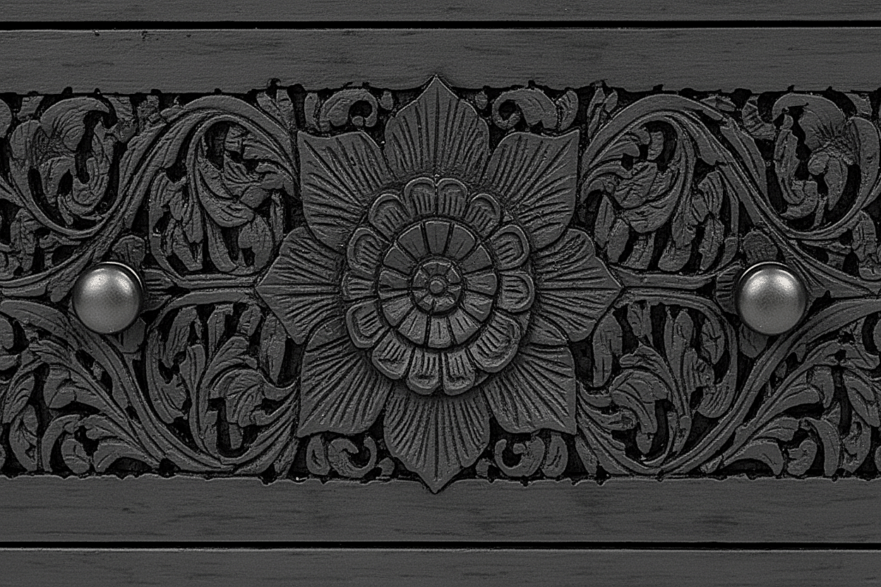 Florentia Crest™ Hand - Carved Solid Wood Nightstand – handcrafted solid wood furniture
