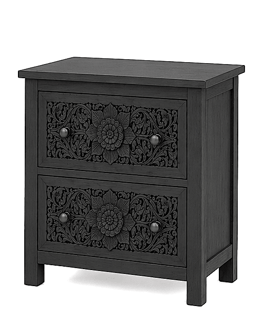 Florentia Crest™ Hand - Carved Solid Wood Nightstand – handcrafted solid wood furniture