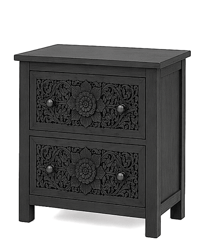 Florentia Crest™ Hand - Carved Solid Wood Nightstand – handcrafted solid wood furniture