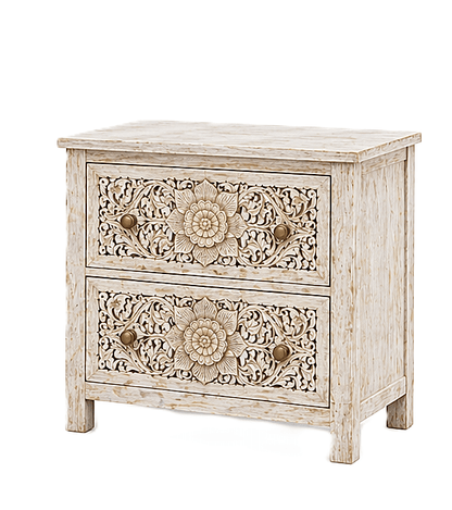Florentia Crest™ Hand - Carved Solid Wood Nightstand – handcrafted solid wood furniture