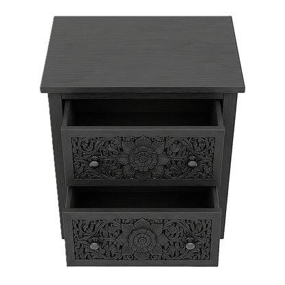 Florentia Crest™ Hand - Carved Solid Wood Nightstand – handcrafted solid wood furniture