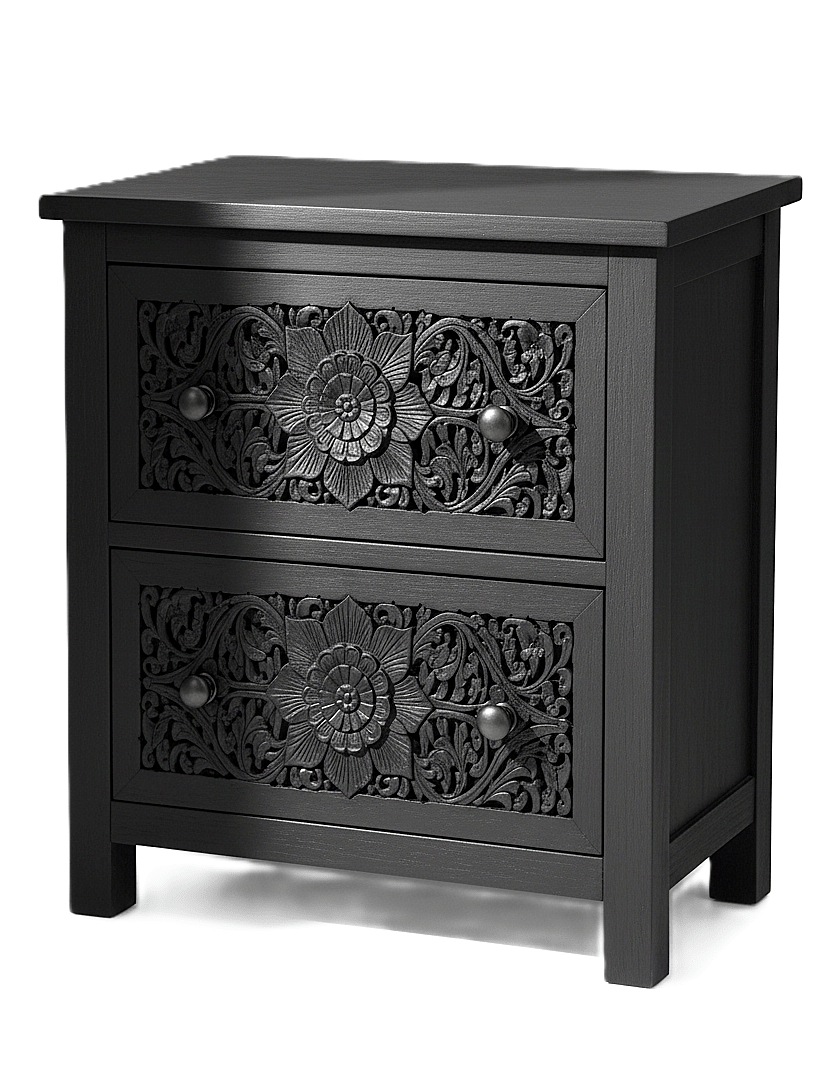 Florentia Crest™ Hand - Carved Solid Wood Nightstand – handcrafted solid wood furniture