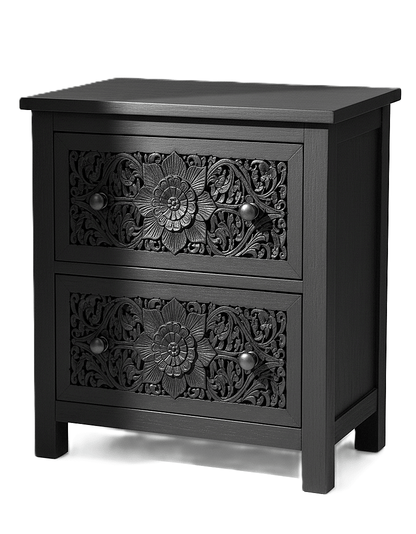 Florentia Crest™ Hand - Carved Solid Wood Nightstand – handcrafted solid wood furniture